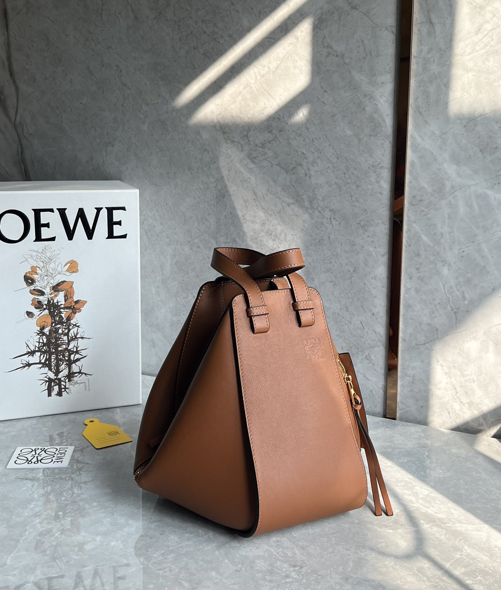 Loewe Small Hammock Bag in Classic Calfskin Caramel